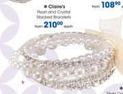 Claire's Pearl And Crystal Stacked Bracelets-Each