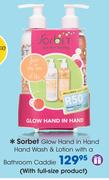 Sorbet Glow Hand In Hand Hand Wash & Lotion With A Bathroom Caddie