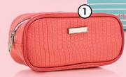 Clicks Coral Moc Croc Or Flamingo Cosmetics Purse-Each