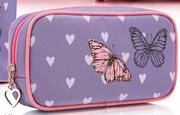 Clicks Heart & Butterflies Lilac Cosmetics Bag-Each