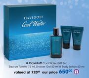 Davidoff Cool Water Gift Set:Eau De Toilette-75ml, Shower Gel-50ml & Body Lotion-50ml