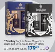 Yardley English Blazer Original Or Black Gift Set: Eau De Parfum 30ml & Deodorant 125ml-Per Set