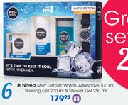 Nivea Men Gift Set:Watch,Aftershave-100ml,Shaving Gel-200ml & Shower Gel-250ml