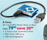 Sway SD Card MP3 Player Silver Or Blue