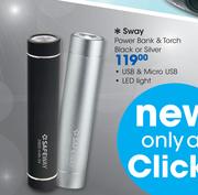 Sway Power Bank & Touch Black Or Silver