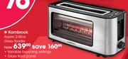 Kambrook Aspire 2 Slice Glass Toaster