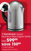 Kambrook Aspire Stainless Steel Digital Kettle