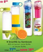 Smartlife By Kambrook 800ml Lemon Juice Bottle Or Infuser Bottle-Each