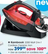 Kambrook 2200 Watt 2-In-1 Cordless Ceramic Iron
