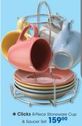 Love To Bake 8 Piece Stoneware Cup & Saucer Set