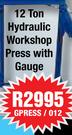 12 Ton Hydraulic Workshop Press With Gauge GPRESS/012