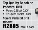 Top Quality Bench Or Pedestal Drill 16mm-EDRILP/002