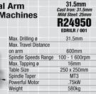 Radial Arm Drilling Machine 31.5mm-EDRILR/001