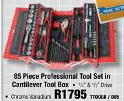 85 Piece Professional Tool Set In Cantilever Tool Box TTOOLB / 085