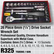26 Piece 6mm (1/4") Drive Socket Wrench Set