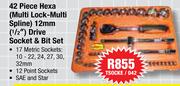 Hexa 42 Piece(Multi Lock Multi Spline)12mm(1/2")Drive Socket & Bit Set