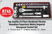 Top Quality 24 Piece Hardened Chrome Vanadium Superlock Metric/Imperial Hexagonal Socket Set