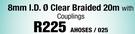 Blue PVC Flex Hoses 8mm I.D. Clear Braided 20m With Couplings AHOSES/025