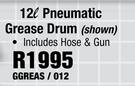 12 Ltr Pneumatic Grease Drum Including Hose & Gun-GGREAS/012