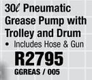 30Ltr Pneumatic Grease Pump With Trolley And Drum Including Hose & Gun-GGREAS/005