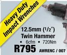 Heavy Duty Impact Wrenches 12.5mm 1/2" Twin Hammer 6cfm 720Nm AWRENC/007