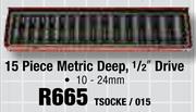 Impact 15 Piece Metric Deep Sockets 1/2' Drive 10-24mm TSOCKE/015