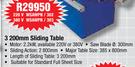 3200mm Sliding Table 220V WSAWPN/302, 380V WSAWPN/303