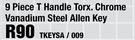9 Piece T Handle Torx. Chrome Vanadium Steel Allen Key(TKEYSA/009)