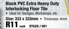 Black PVC Extra Heavy Duty Interlocking Floor Tile 333x333mm-XTILES/001 Each