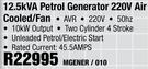 Mac-Afric 12.5KVA Petrol Generator 220V Air Cooled/Fan MGENER/010