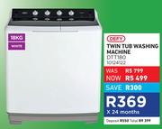 Defy 18Kg White Twin Tub Washing Machine DTT180