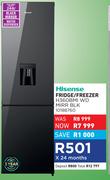 Hisense 268Ltr Black Mirror Water Dispenser Fridge/Freezer H360BMI WD MIRR BLK