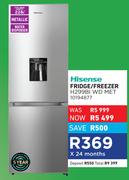 Hisense 228Ltr Metallic Water Dispenser Fridge/Freezer H299BI WD MET