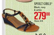 Spoilt Girls Black, Navy & White Sizes 3-8