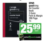 Spar Goodliving A4 Counter Book 3 Quire Feint & Margin 288 (Page)-Each