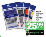 Marlin Ball Point Pen Assorted (10s Pack)-Per Pack