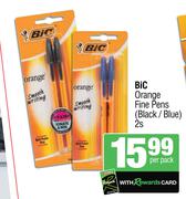 Bic Orange Fine Pens (Black/Blue)-2s Per Pack