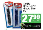 Scripto Retro Gel Pen (Black/Blue)-2s Per Pack