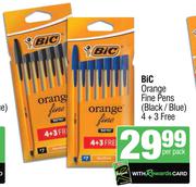 Bic Orange Fine Pens (Black/Blue)-(4+3 Free) Per Pack