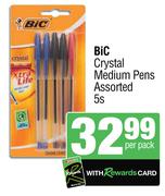 Bic Crystal Medium Pens Assorted-5s Per Pack