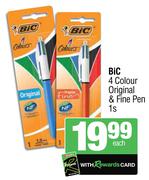 Bic 4 Colour Original & Fine Pen-Per Pack