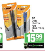Bic Cristal Ultra Fine Pens (Black/Blue)-2s Per Pack