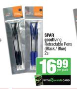 Spar Goodliving Retractable Pens (Black/Blue)-2s Per Pack