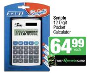 Scripto 12 Digit Pocket Calculator-Each