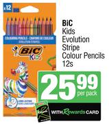 Bic Kids Evolution Stripe Colour Pencils-12 Per Pack