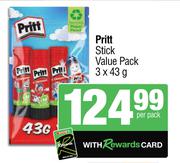 Pritt Stick Value Pack 3 x 43gm-Per Pack