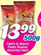Fatti's & Moni's Pasta Shapes Assorted-500g Each