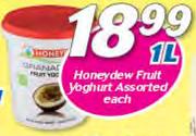 Honeydew Fruit Yoghurt Assorted-1Ltr