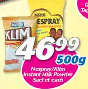 Nespray/Klim Instant Milk Powder Sachet-500g Each