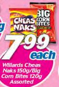 Willards Cheas Naks 150g/Big Corn Bites 120g Assorted-Each